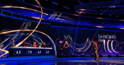 Dancing On Ice tonight the judges give their opinion to a couple as Holly and Phillip look on