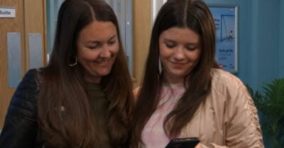 EastEnders' Stacey and Lily smile in hospital as they look at Lily's phone